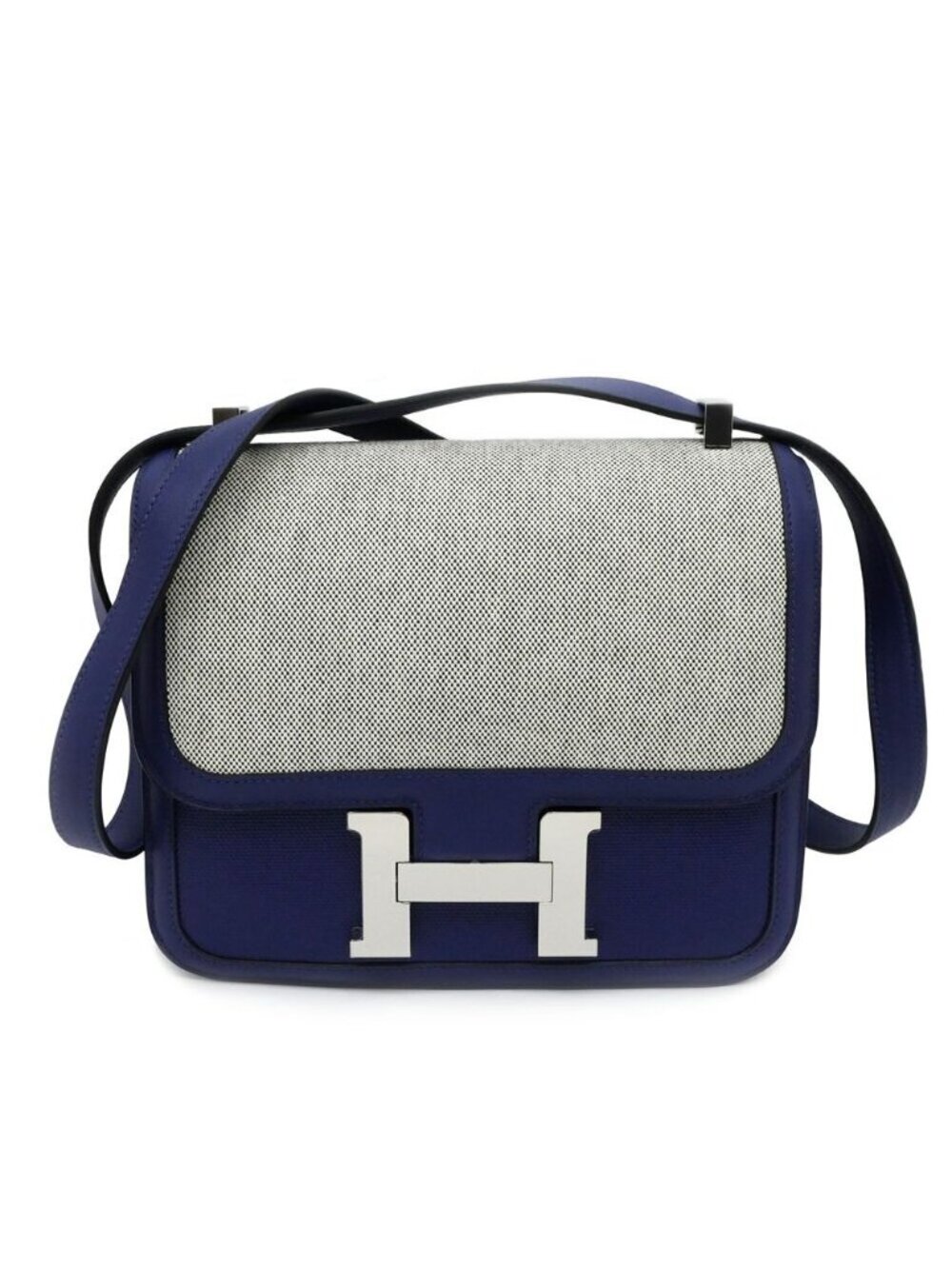 Hermes Constance 3 Blue Silver Toile H Berlinne Veau Handbag